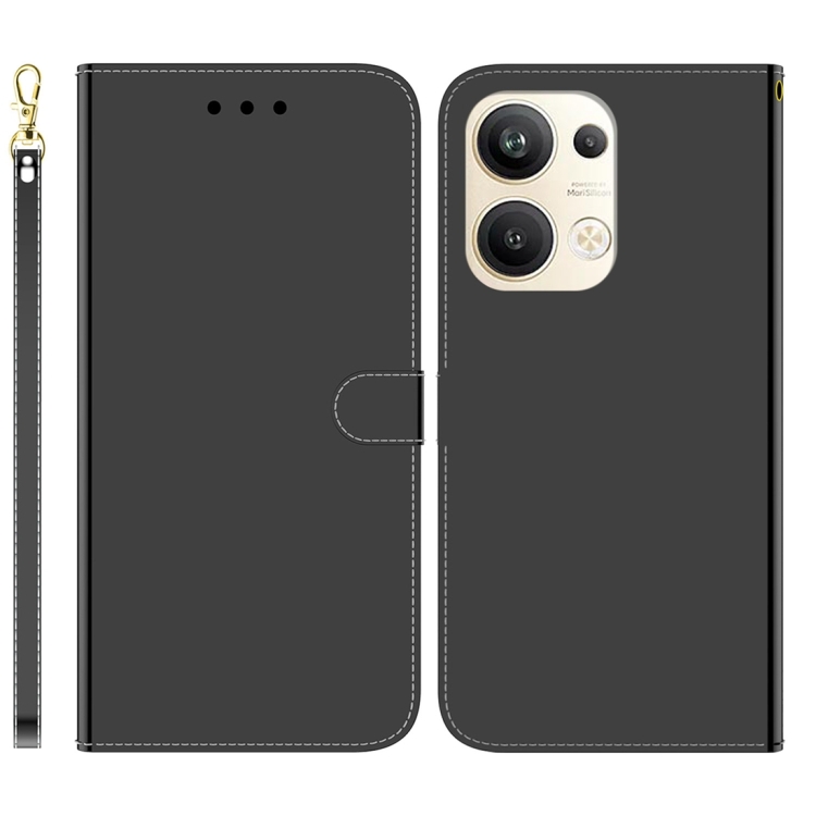 

For OPPO Reno9 Pro+ Imitated Mirror Surface Leather Phone Case(Black)