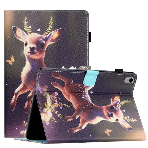 

For iPad 10th Gen 10.9 2022 Coloured Drawing Stitching Smart Leather Tablet Case(Deer)