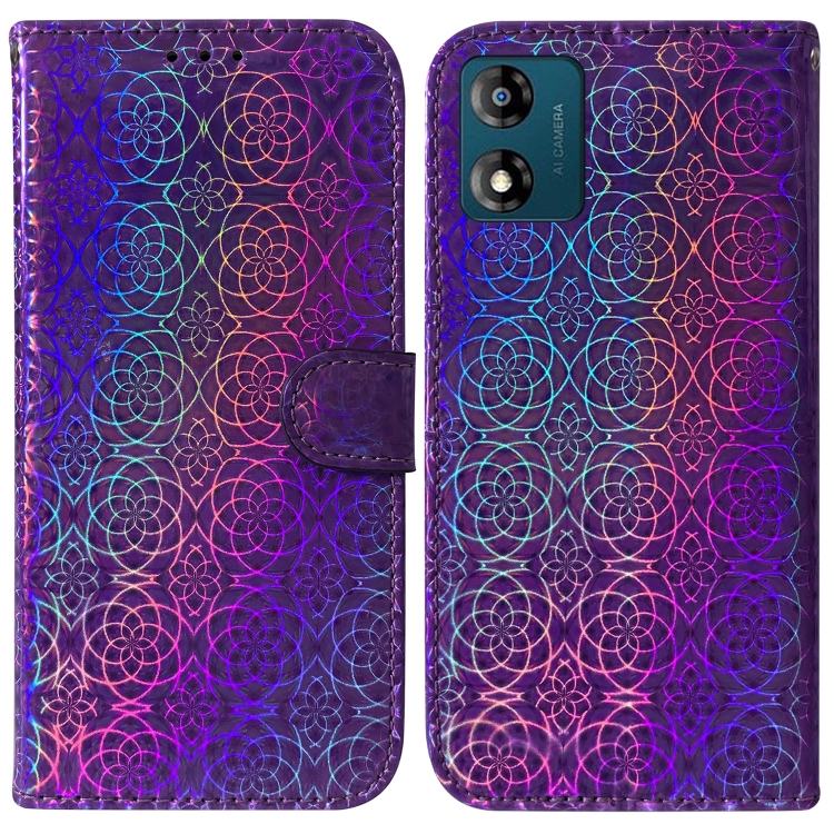 

For Motorola Moto E13 Colorful Magnetic Buckle Leather Phone Case(Purple)