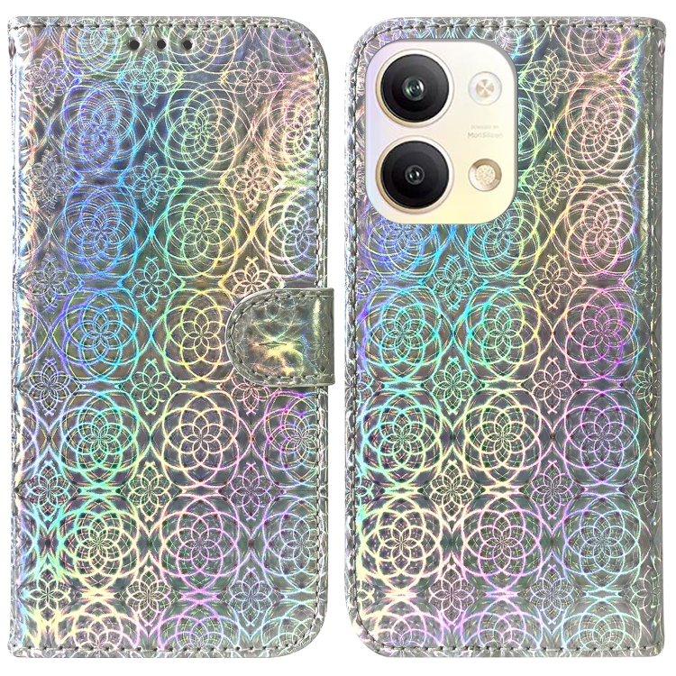 

For OPPO Reno9 Pro Colorful Magnetic Buckle Leather Phone Case(Silver)