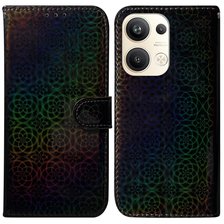 

For OPPO Reno9 Pro+ Colorful Magnetic Buckle Leather Phone Case(Black)