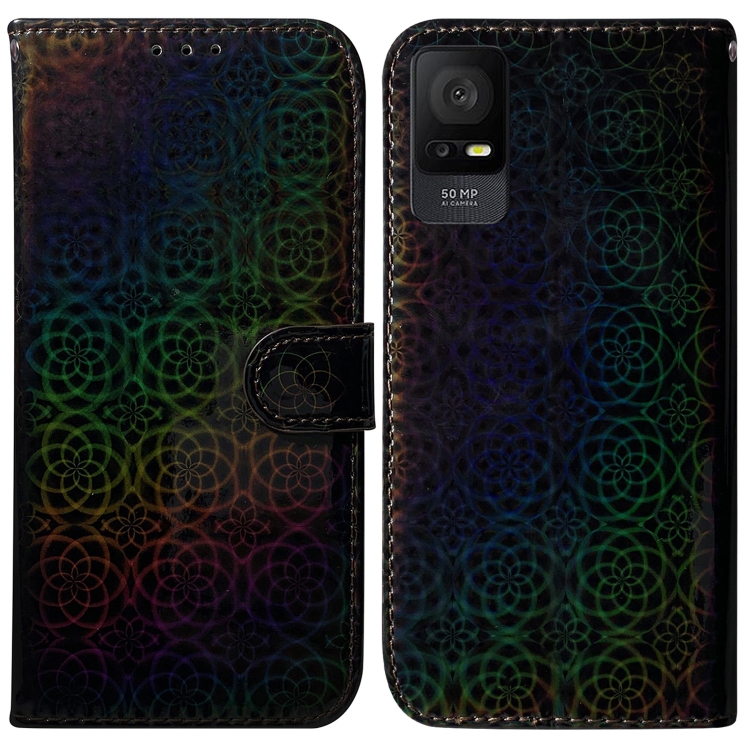 

For TCL 408 Colorful Magnetic Buckle Leather Phone Case(Black)
