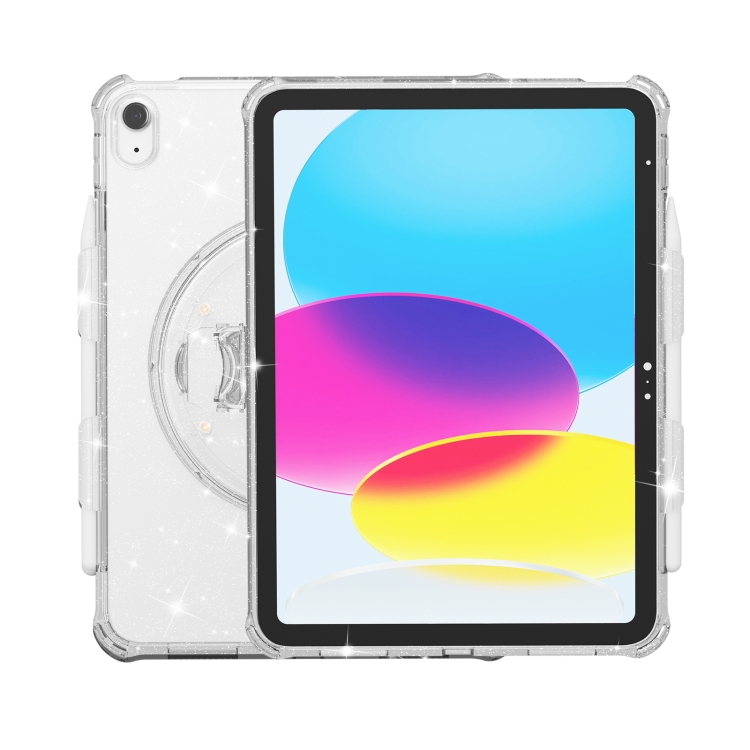 

For iPad 10th Gen 10.9 2022 Terminator Shockproof Glitter Powder Tablet Case with Holder(White)