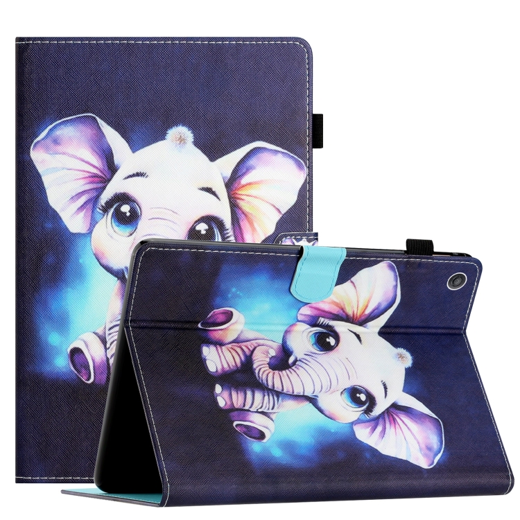 

For Amazon Fire HD 10 2019/2017/2015 Coloured Drawing Stitching Smart Leather Tablet Case(Elephant)