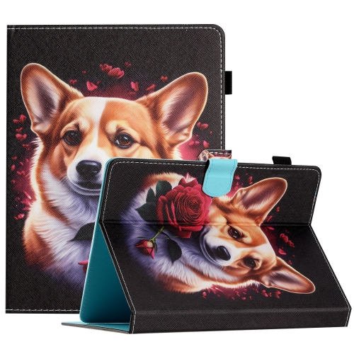 

For 8 inch Coloured Drawing Stitching Leather Tablet Case(Corgi)