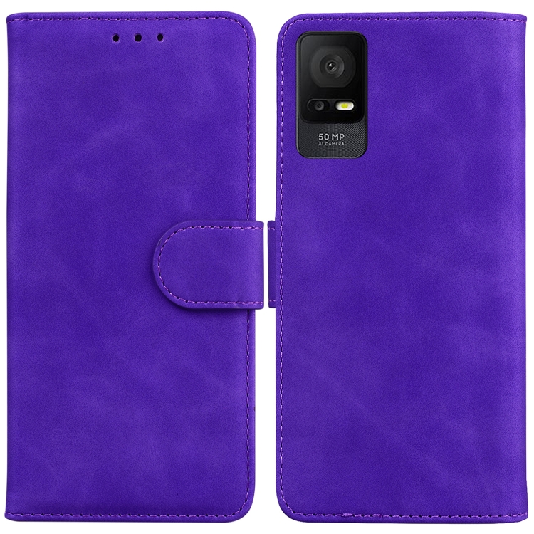 

For TCL 408 Skin Feel Pure Color Flip Leather Phone Case(Purple)