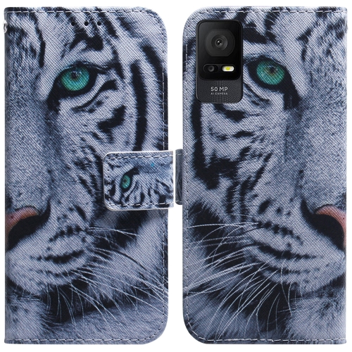 

For TCL 408 Coloured Drawing Flip Leather Phone Case(Tiger)