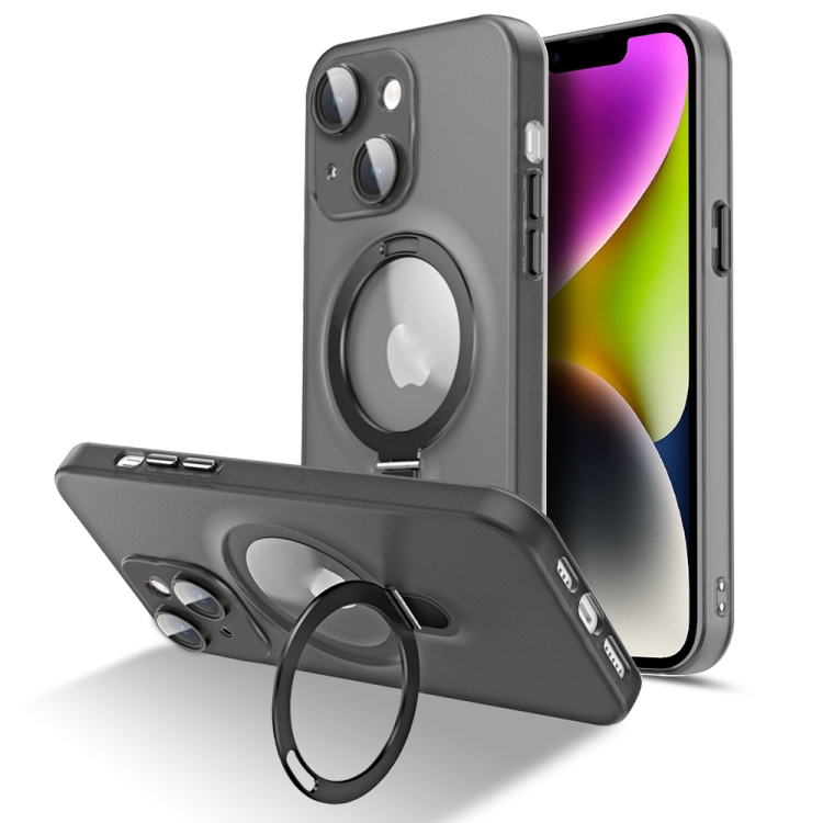 

For iPhone 14 Plus MagSafe Magnetic Multifunctional Holder Phone Case(Black)