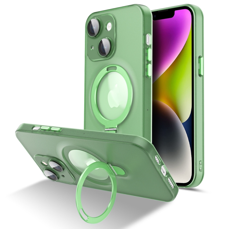 

For iPhone 14 Plus MagSafe Magnetic Multifunctional Holder Phone Case(Green)