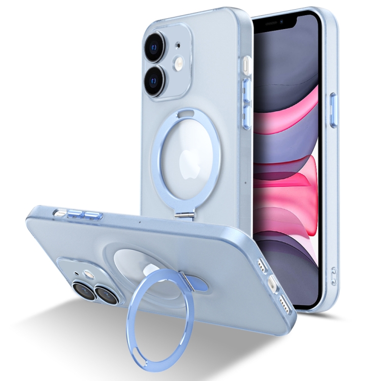 

For iPhone 12 MagSafe Magnetic Multifunctional Holder Phone Case(Blue)