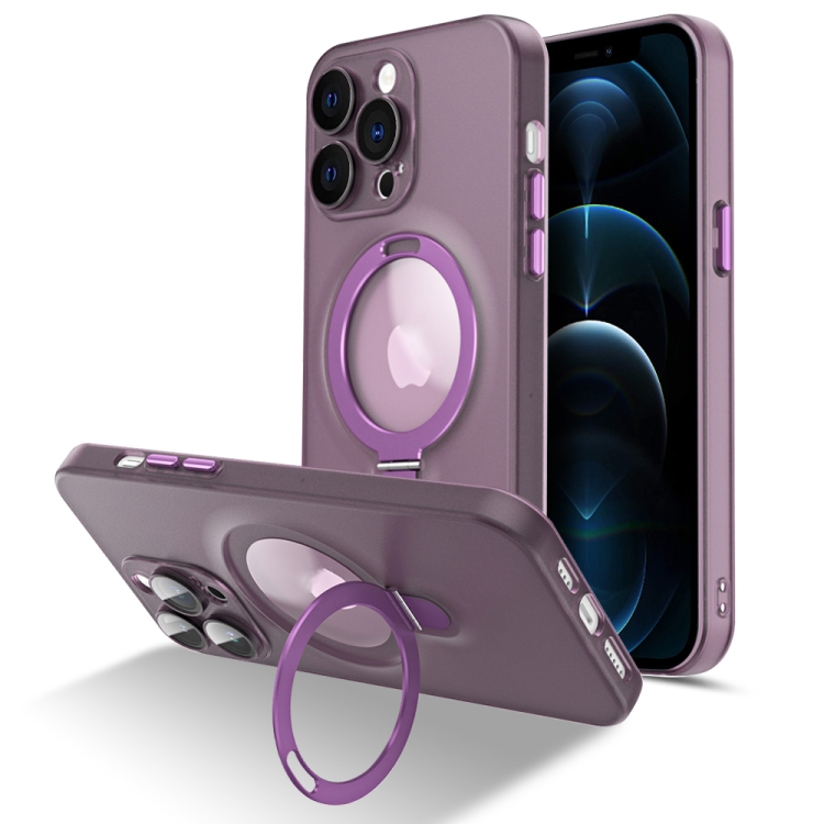 

For iPhone 12 Pro MagSafe Magnetic Multifunctional Holder Phone Case(Purple)