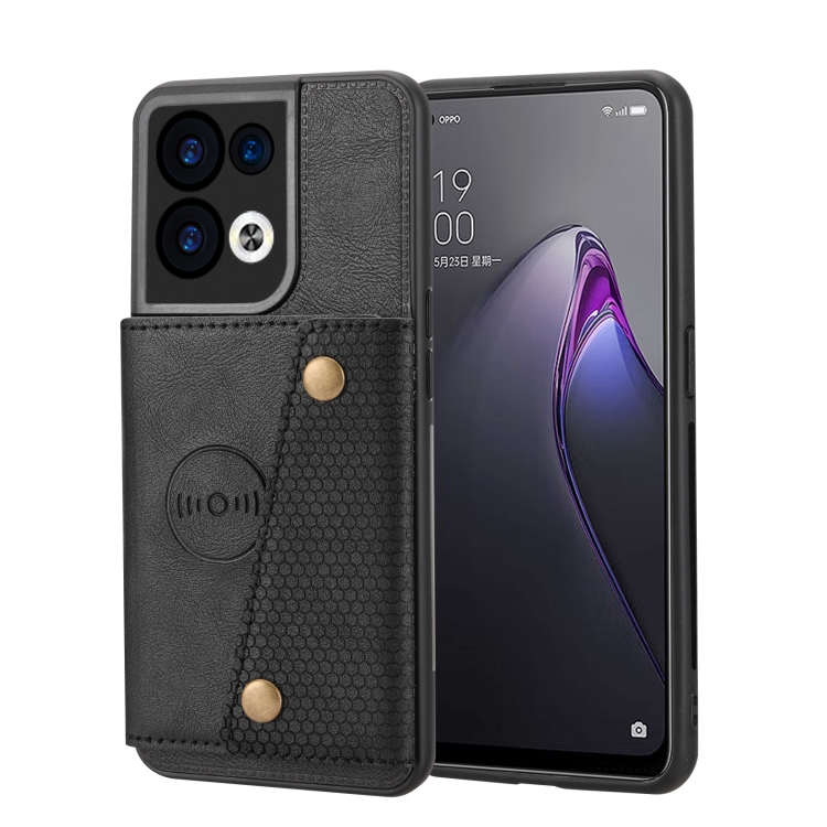 

For OPPO Reno9 Pro+ Double Buckle Magnetic Phone Case(Black)