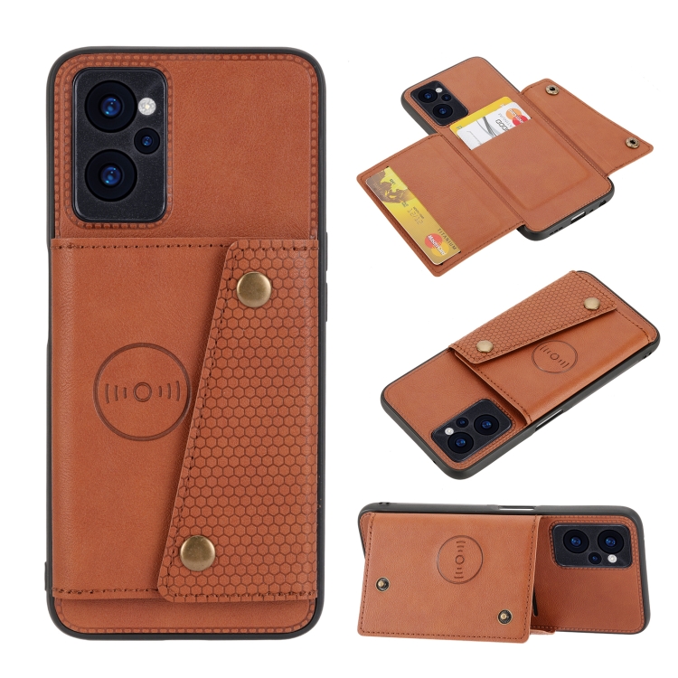 

For Realme 10 5G Double Buckle Magnetic Phone Case(Light Brown)