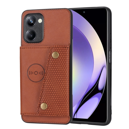 

For Realme 10 Pro Double Buckle Magnetic Phone Case(Light Brown)