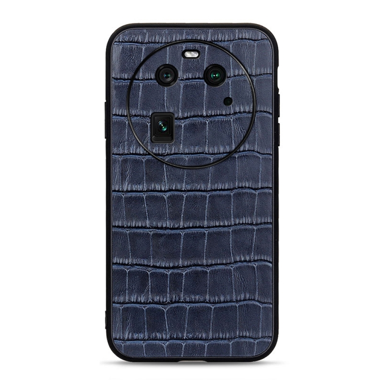 

For OPPO Find X6 Crocodile Texture Genuine Leather Phone Case(Blue)