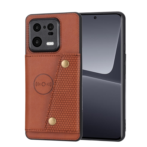 

For Xiaomi 13 Pro Double Buckle Magnetic Phone Case(Brown)