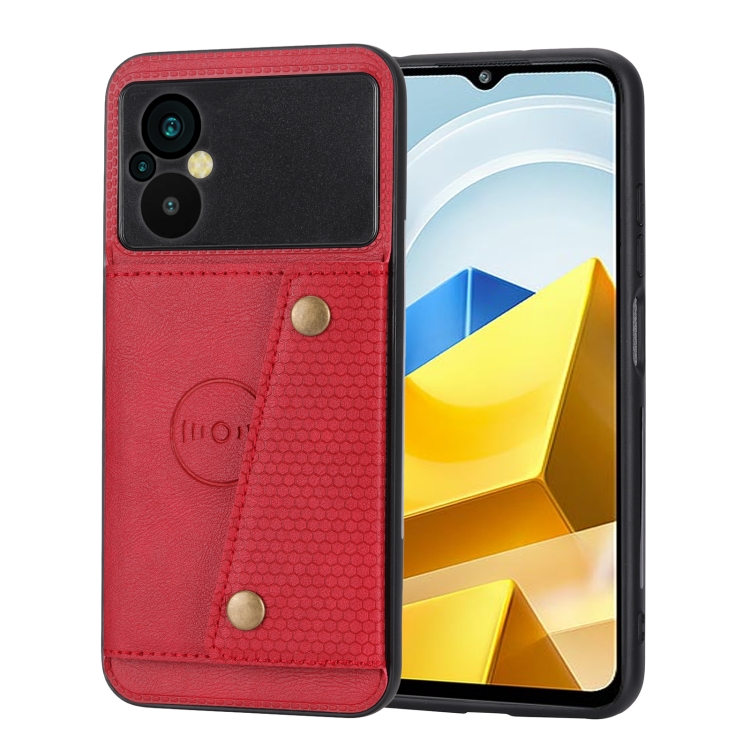 

For Xiaomi Poco M5 4G Double Buckle Magnetic Phone Case(Red)