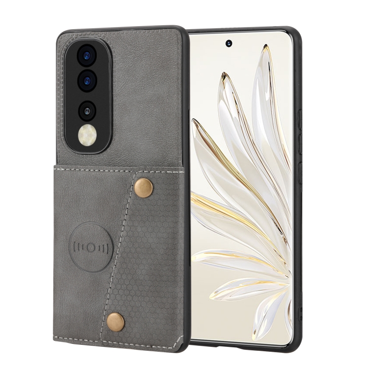 

For Honor 80 Double Buckle Magnetic Phone Case(Grey)