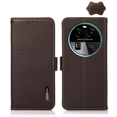 

For OPPO Find X6 KHAZNEH Side-Magnetic Litchi Genuine Leather RFID Phone Case(Brown)