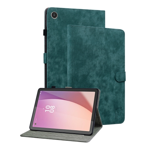 

For Lenovo Tab M8 4th Gen TB-300FU Tiger Pattern Flip Leather Tablet Case(Dark Green)