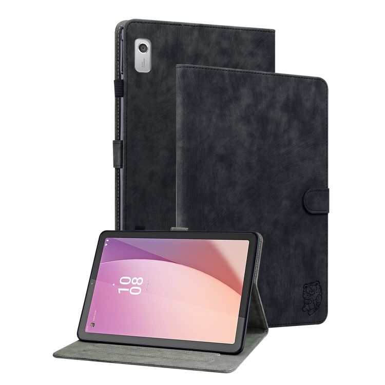 

For Lenovo Tab M9 Tiger Pattern Flip Leather Tablet Case(Black)