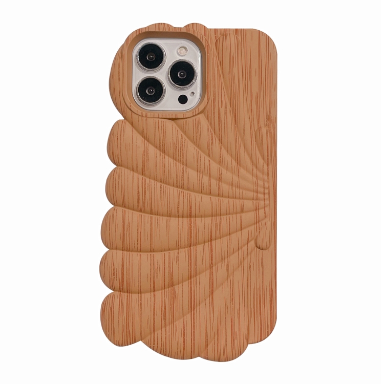 

For iPhone 13 Pro Wood Grain Shell Shape TPU Phone Case(Yellow)
