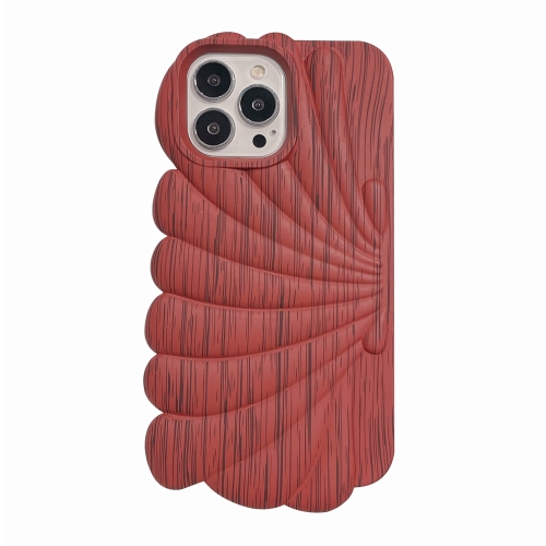 

For iPhone 12 Pro Max Wood Grain Shell Shape TPU Phone Case(Red)
