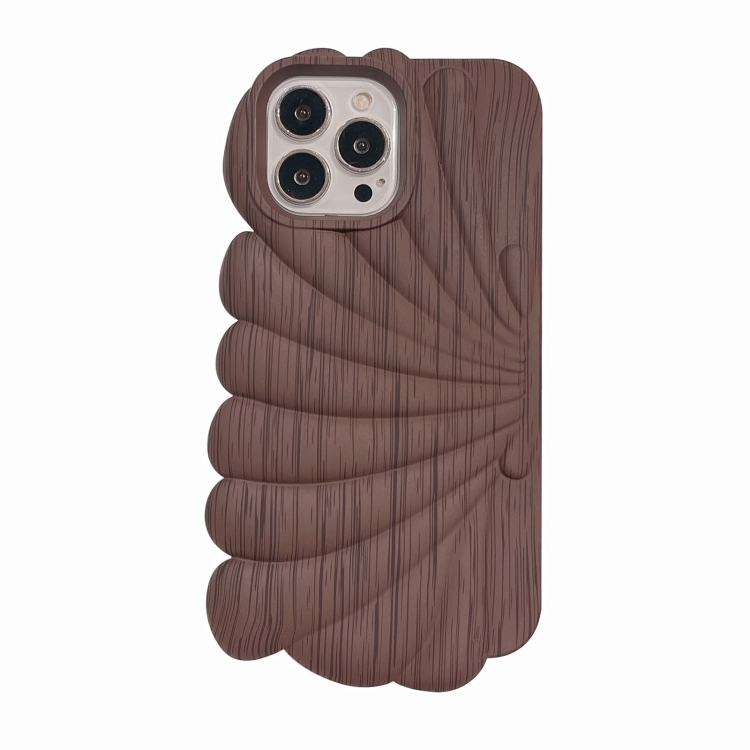 

For iPhone 11 Wood Grain Shell Shape TPU Phone Case(Dark Brown)
