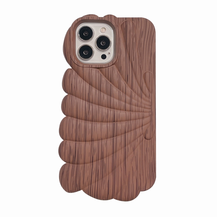 

For iPhone 11 Pro Max Wood Grain Shell Shape TPU Phone Case(Light Brown)