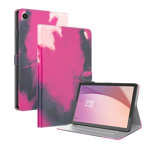 

For Lenovo Tab M8 4th Gen TB-300FU Watercolor Pattern Flip Leather Tablet Case(Berry Color)