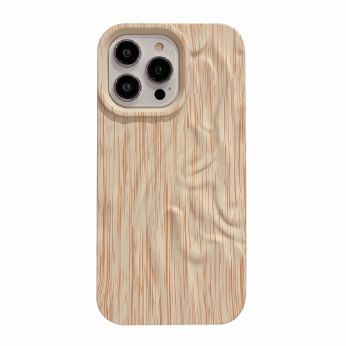 

For iPhone 13 Pleated Wood Grain TPU Phone Case(Beige)