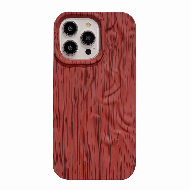 

For iPhone 12 Pleated Wood Grain TPU Phone Case(Red)