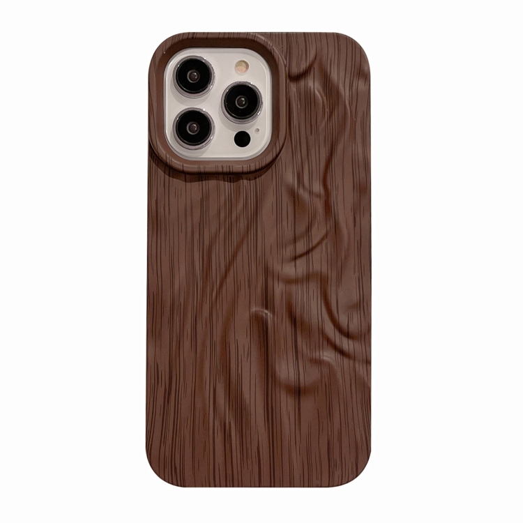 

For iPhone 12 Pro Max Pleated Wood Grain TPU Phone Case(Dark Brown)