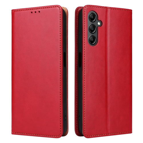 For Samsung Galaxy A14 5G Fierre Shann PU Genuine Leather Texture Leather Phone Case(Red)