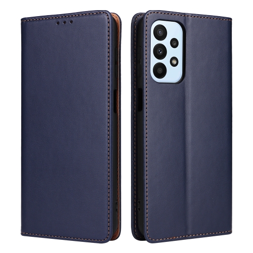 For Samsung Galaxy A23 Fierre Shann PU Genuine Leather Texture Leather Phone Case(Blue)