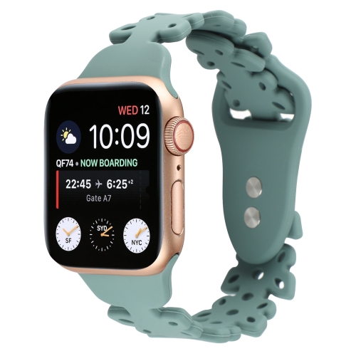 

Butterfly Hollow Silicone Watch Band For Apple Watch Series 8&7 41mm / SE 2&6&SE&5&4 40mm / 3&2&1 38mm(Pine Green)