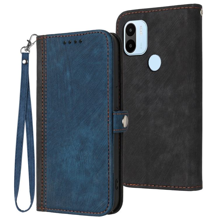 

For Xiaomi Redmi A1+ Side Buckle Double Fold Hand Strap Leather Phone Case(Royal Blue)