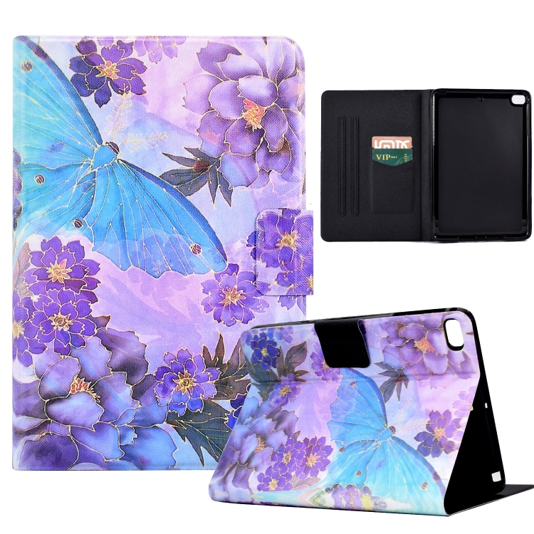 

For iPad Air / Air 2 / 9.7 2018 / 9.7 2017 Coloured Drawing Smart Leather Tablet Case(Peony Butterfly)