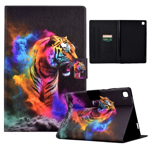 

For Samsung Galaxy Tab A7 10.4 2020 T500 Coloured Drawing Smart Leather Tablet Case(Tiger)