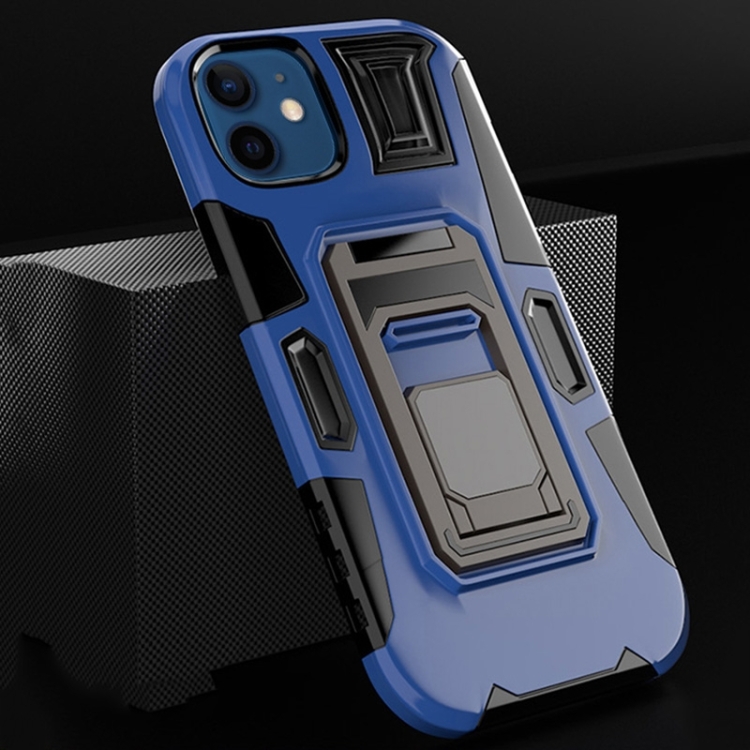 

For iPhone 11 MechaWarrior Multifunctional Holder Phone Case(Blue)