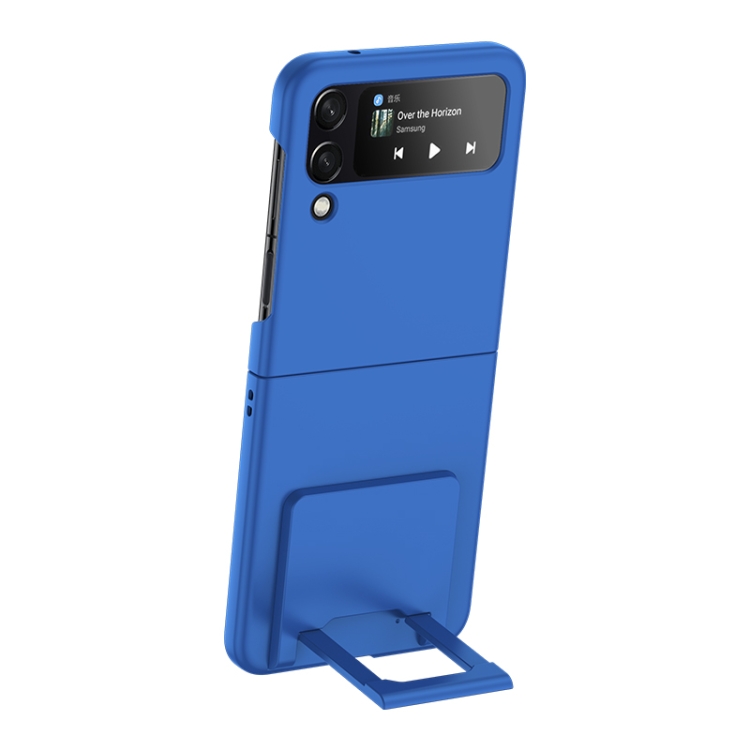 

For Samsung Galaxy Z Flip3 5G Skin-feel Shockproof Full Coverage Phone Case with Holder(Navy Blue)