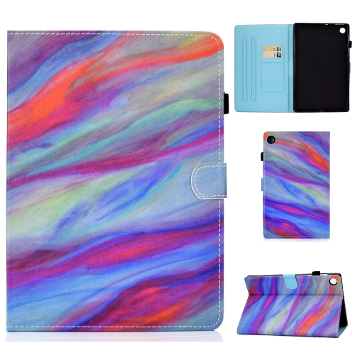 

For Huawei MatePad SE Sewing Thread Horizontal Painted Tablet Leather Case with Pen Cover(Colorful Marble)