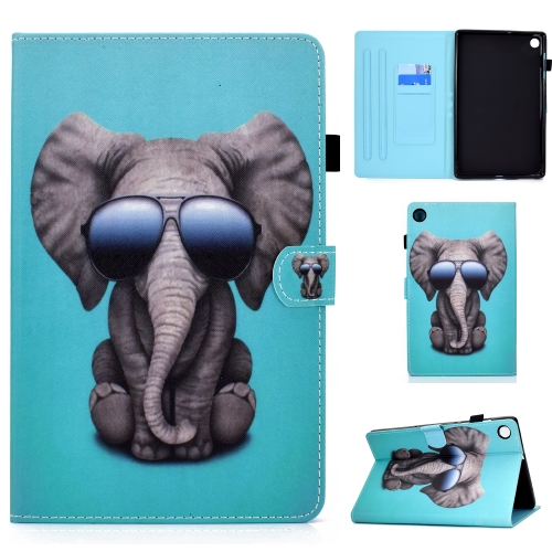 

For Huawei MatePad SE Sewing Thread Horizontal Painted Tablet Leather Case(Glasses Elephant)