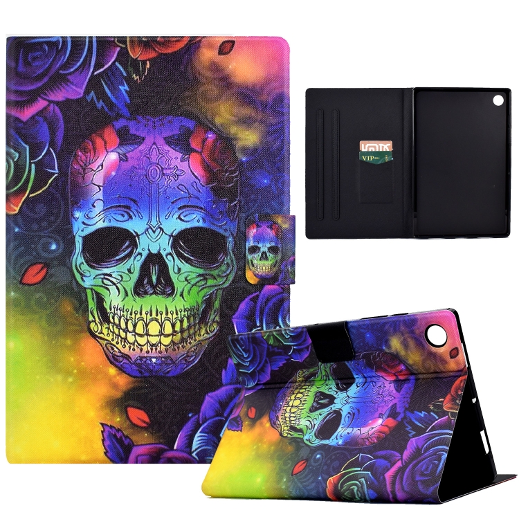 

For Huawei MatePad SE Coloured Drawing Leather Tablet Case(Skull)