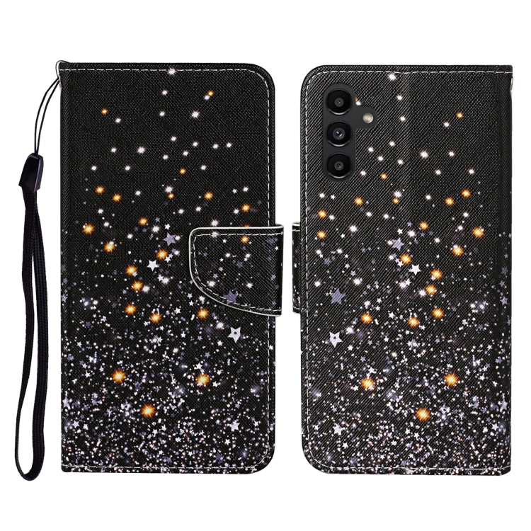 

For Samsung Galaxy A24 4G Colored Drawing Pattern Flip Leather Phone Case(Black Pentagram)