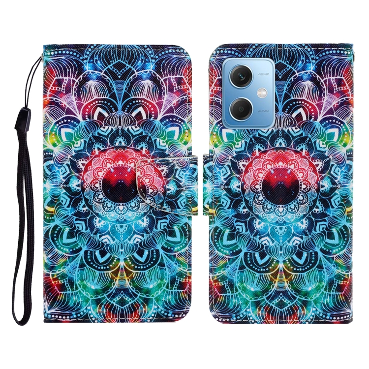 

For Xiaomi Redmi Note 12 5G Global/Poco X5 Colored Drawing Pattern Flip Leather Phone Case(Mandala)