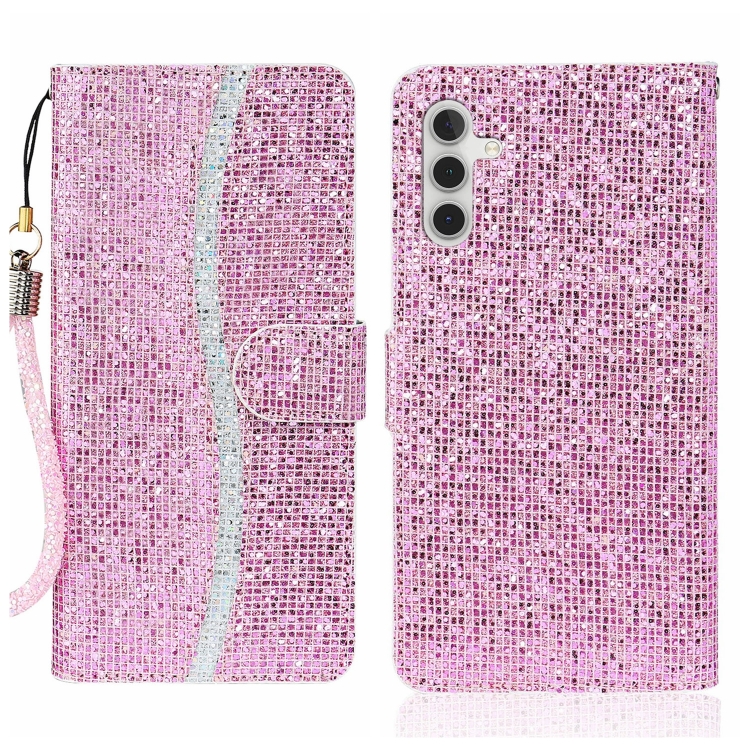 

For Samsung Galaxy A34 5G Glitter Powder Filp Leather Phone Case(Pink)