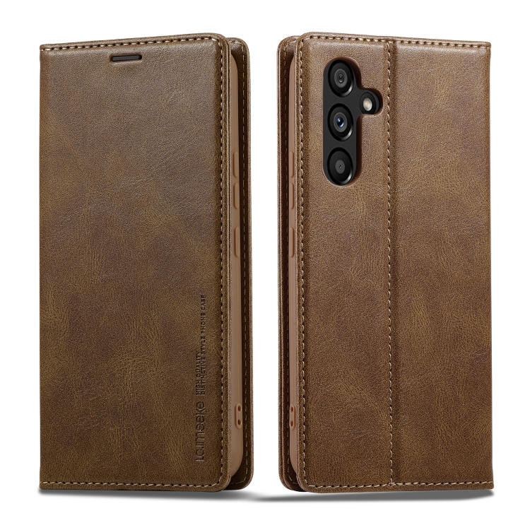 

For Samsung Galaxy A34 5G LC.IMEEKE RFID Anti-theft Leather Phone Case(Brown)