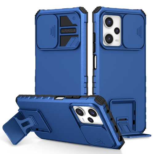 

For Xiaomi Redmi Note 12 Pro 5G / Poco X5 Pro Stereoscopic Holder Sliding Camshield Phone Case(Blue)