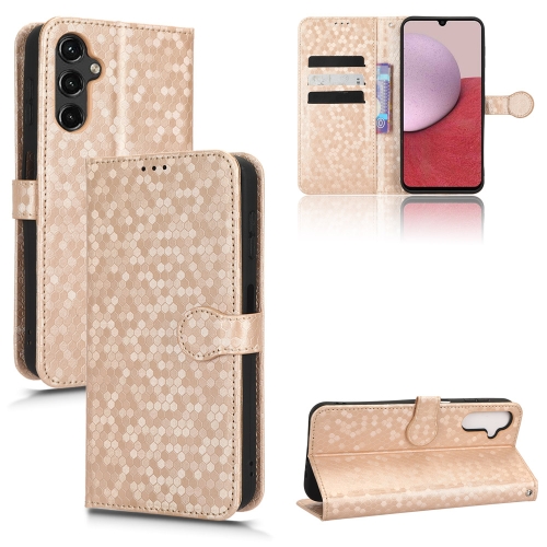 

For Samsung Galaxy A24 4G Honeycomb Dot Texture Leather Phone Case(Gold)